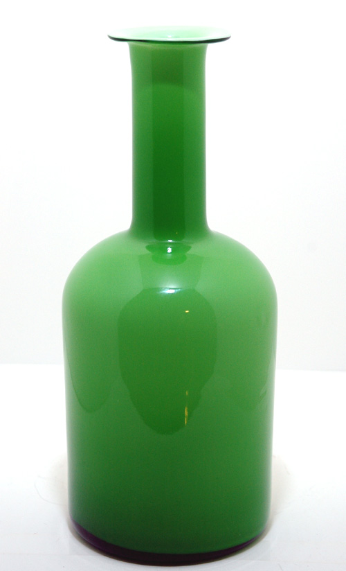 Green and white cased Gulvase style vase