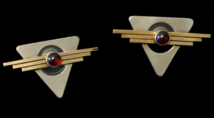 Deco Mixed Metal Garnet Earrings