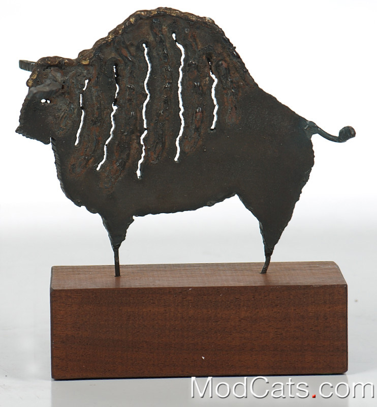 Bison Bull  Table Metal Sculpture