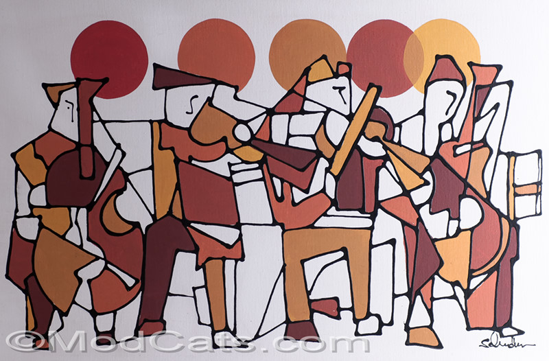 Original Abstract Cubist Band painting on canvas