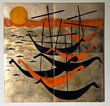 Enameled copper tile wall plaque