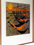 Enameled copper tile wall plaque