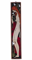 Art nouveau styled ceramic girl plaque