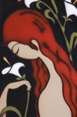 Art nouveau styled ceramic girl plaque