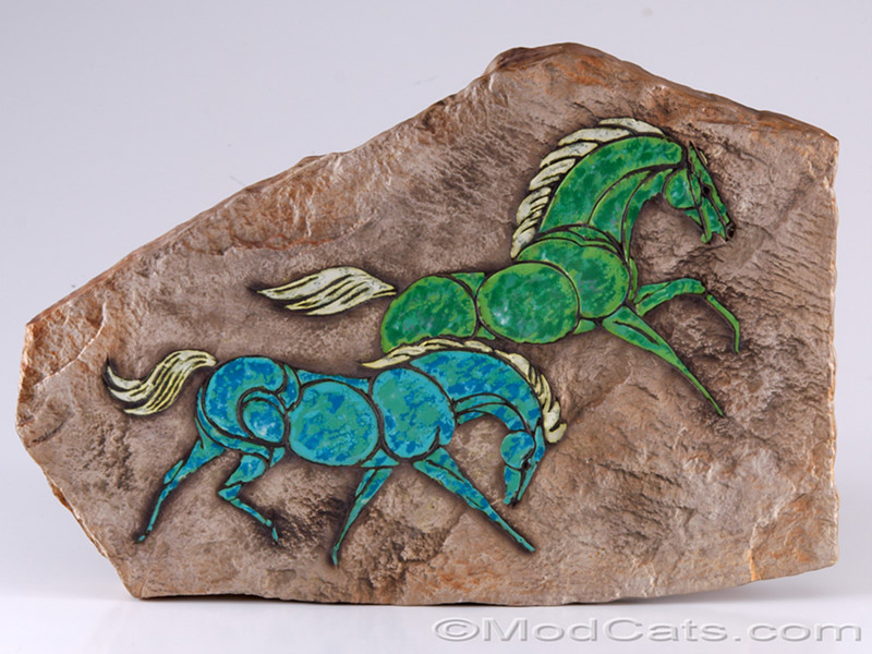 Hagen Renaker Double Horse Plaque