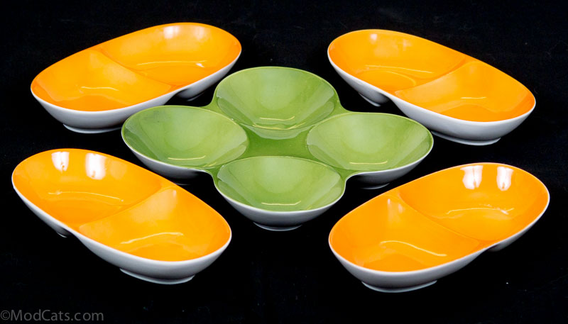 Tackett for Shmid Porcelain Orange and Green Bowls