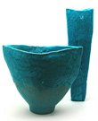 Large Italian Blue Fan Vase