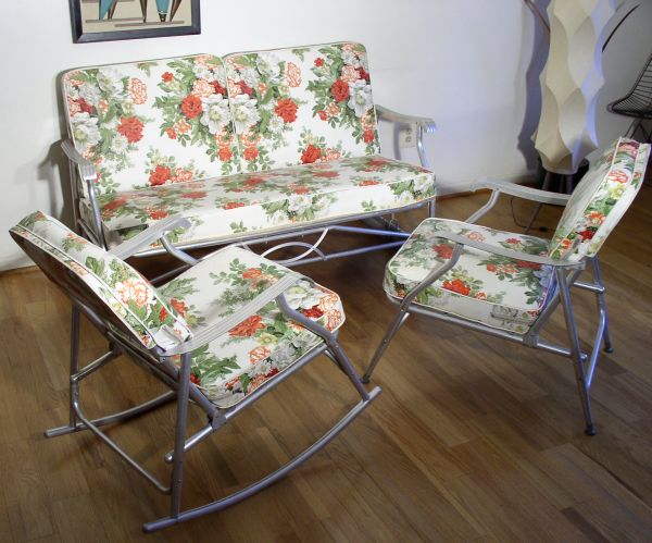 1950s Aluminum Glider Rocker and Chair Patio Set