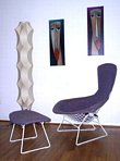 Harry Bertoia High Back Bird Chair & Ottoman