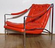 POP Red Vinyl and Chrome 70s Chair