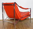POP Red Vinyl and Chrome 70s Chair