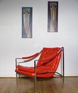 POP Red Vinyl and Chrome 70s Chair