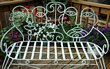 John Risley style wrought iron patio bench