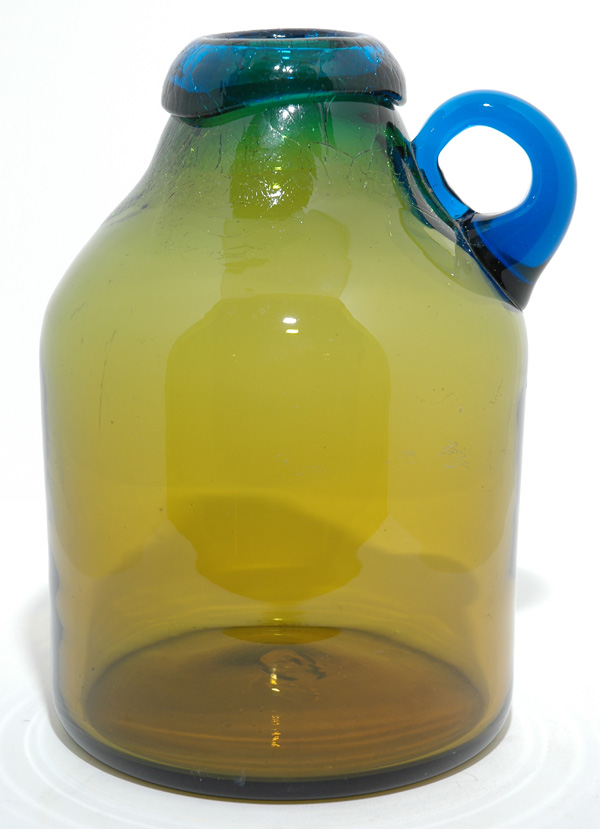 Blenko #7740s Blue Top Mountain Glass Pitcher