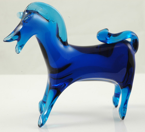 Small Blue Glass Horse