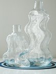 Large and Small Blenko Wiggle Bottle Vases