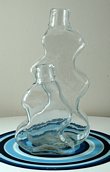 Large and Small Blenko Wiggle Bottle Vases