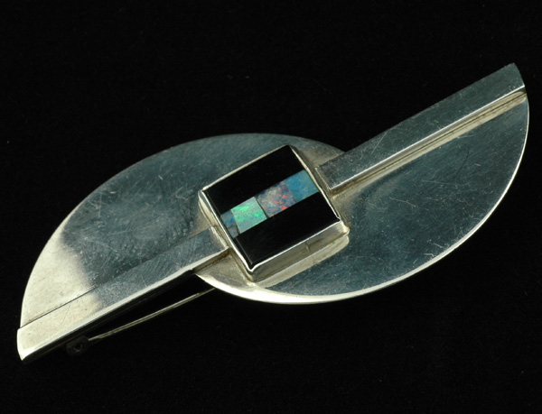 GFMW Sterling Pin Onyx & Opal