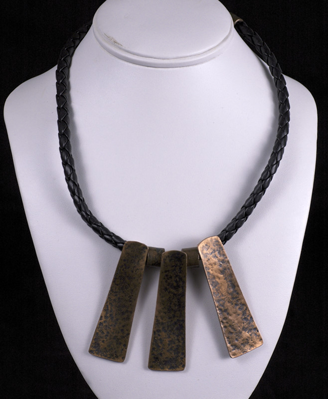 Copper Necklace on braided leather