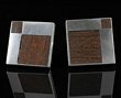 Large C Lopez Silver and Wood Cufflinks