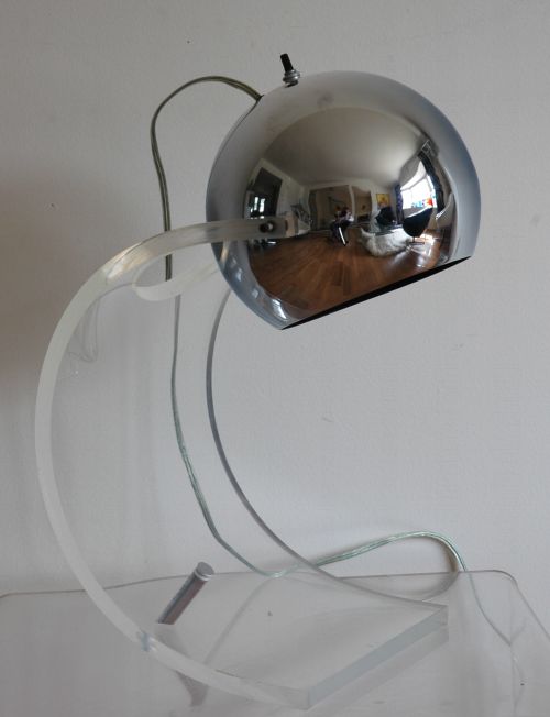 Lucite Chrome Ball Lamp