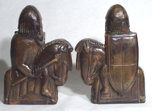 Bronze Dipped Knight on Horse Bookends