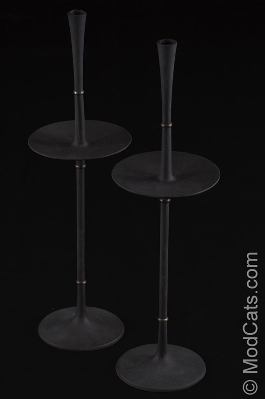 Dansk IHQ Tall Cast Iron Candlestick Pair