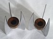 Aluminum and Walnut Candlesticks