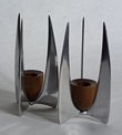 Aluminum and Walnut Candlesticks