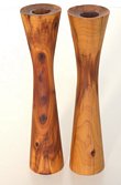 Turned Burl Wood Candlesticks