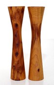 Turned Burl Wood Candlesticks