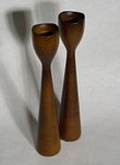 Walnut Danish Modern Candlestick Pair