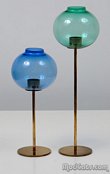 Swedish Glass Globe and brass candlesticks