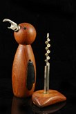 Teak bird bottle opener / corkscrew